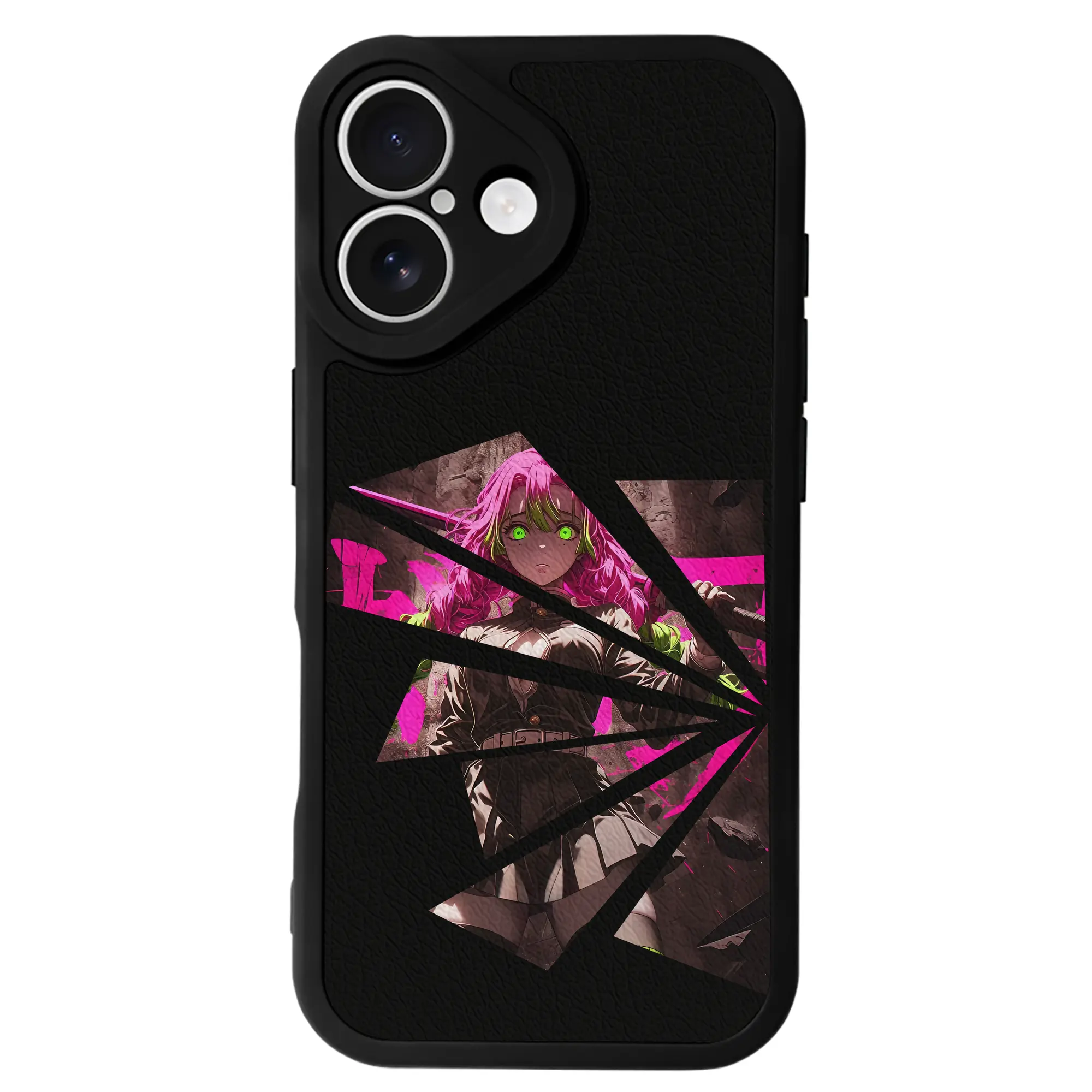 鬼滅の刃 グッズ,甘露寺 蜜璃 - IPhone 16シリーズ対応 ・ シリコンスマホケース ・ レザー調 ・ 高精度フィット ・ 耐衝撃 ・ ワイヤレス充電対応 ・ 精密カット